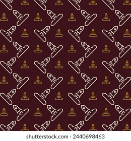 Rocket launch wonderful trendy multicolor repeating pattern vector illustration background