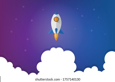 Rocket launch,bussines concept - rocket ship.Conceptual vector illustration in flat style design.Isolated on background.