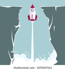 The rocket was launched from a deep canyon.