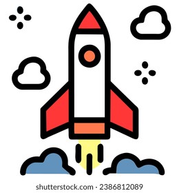 Ilustración de vectores de iconos lanzados por cohetes