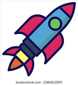 Ilustración de vectores de iconos lanzados por cohetes