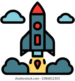 Rocket Launched Icon Vector Illustration
