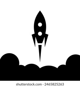 Rocket Launched Icon Vector Isolated On White Background.