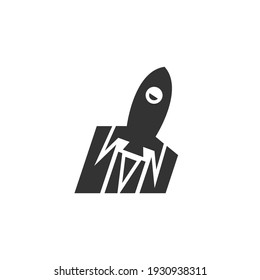 Rocket launched icon vector logo design template.