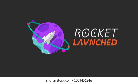 rocket launched logo illustration
