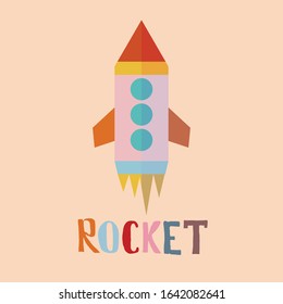 Rocket Launched Icon, Simple Vector Flying Rocket Ship in a Flat Style, Space Logo, Space Travel to the Moon, Launch Template Illustration Design, Project Start Up and Development Process, Innovation 