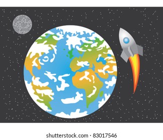 Rocket launched in space from earth to moon