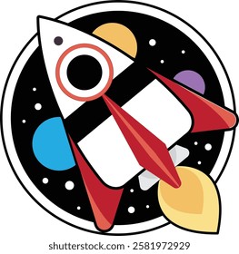 Rocket launched to space sticker