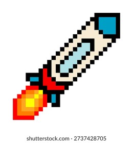 Rocket launcher with 8 bit retro pixel art style