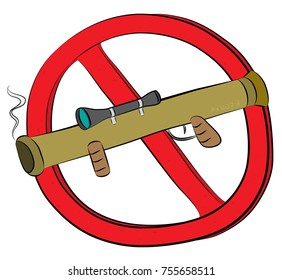 Rocket launcher  bazooka not allowed sign.
