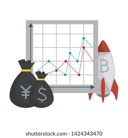 rocket launcher with bitcoin symbol vector illustration design
