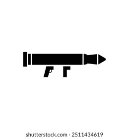 Rocket launcher black and white flat vector icon design. Rocket launcher symbol and clip art design