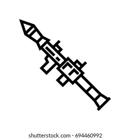 Rocket launcher black & white outline icon