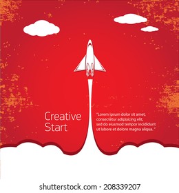 Rocket launcher. Creative business start up concept . vector illustration