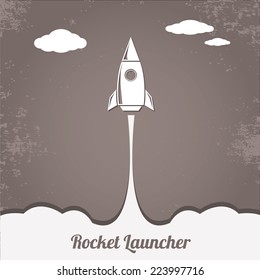 Rocket launcher. Creative business start up concept . vector illustration