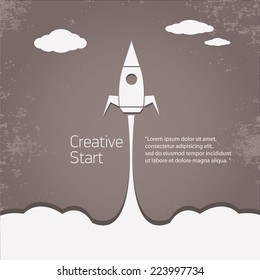 Rocket launcher. Creative business start up concept . vector illustration