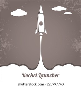 Rocket launcher. Creative business start up concept . vector illustration