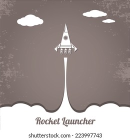 Rocket launcher. Creative business start up concept . vector illustration