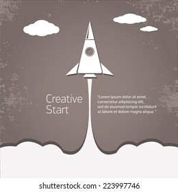 Rocket launcher. Creative business start up concept . vector illustration