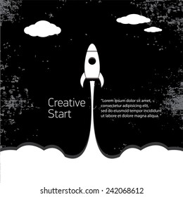 Rocket launcher. Creative business start up concept . vector illustration