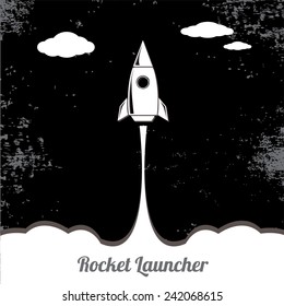 Rocket launcher. Creative business start up concept . vector illustration