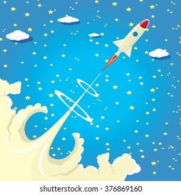 Rocket launcher. Creative business start up concept . vector illustration