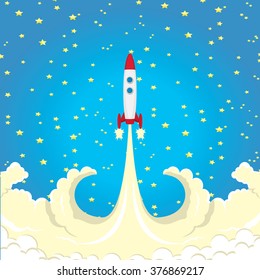 Rocket launcher. Creative business start up concept . vector illustration