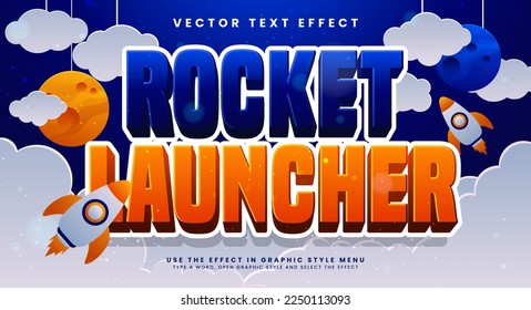 Rocket launcher editable text style effect with paper cut style.