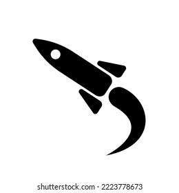 icono del lanzador de cohetes en blanco y negro sobre fondo aislado