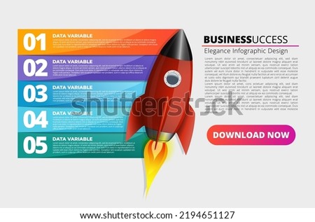 Rocket Launcher Infographic Collection 5 Steps Concetp Design Suitable For Business Presentation, Marketing Presentation, Social Media Business Bosster, Motivation Presentation, etc