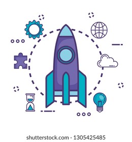 rocket launcher with innovation icons
