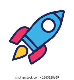 diseño vectorial de la línea de lanzamiento de cohetes y el icono de relleno