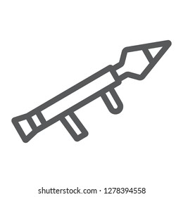 Rocket launcher line icon, firearm and grenade, weapon sign, vector graphics, a linear pattern on a white background, eps 10.