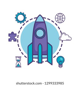 rocket launcher with set business icons