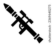 Rocket launcher solid icon. Bazooka vector illustration isolated on white. Weapon glyph style design, designed for web and app. Eps 10