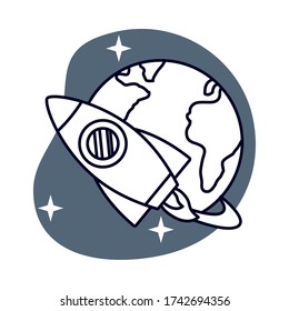 rocket launcher space isolated icon vector illustration design