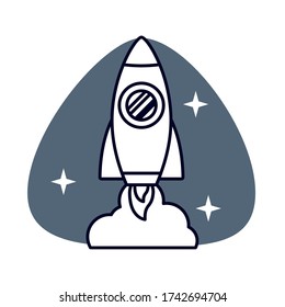 diseño vectorial de icono aislado de espacio de lanzamiento de cohetes