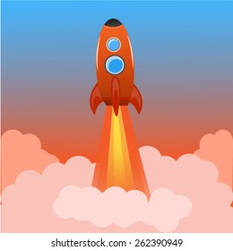 Rocket launcher up to space outer world.