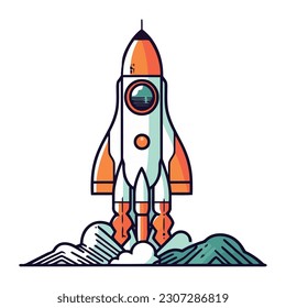 rocket launcher spaceship adventure icon isolated