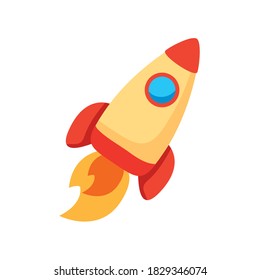 rocket launcher spaceship flat style icon vector illustration design