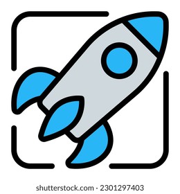 Rocket Launcher Startup Simple Line Icon Symbol