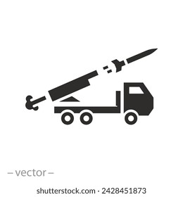 icono del sistema de lanzamiento de cohetes, artillería de movilidad, símbolo plano sobre fondo blanco - ilustración vectorial