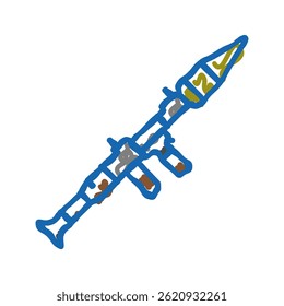 Lanzador de cohetes Arma de guerra Doodle Icono de bosquejo Vector. Lanzador de cohetes Arma de guerra Signo de guerra