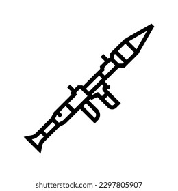 vector de icono de la línea de guerra de la línea de lanzamiento de cohetes. símbolo de guerra de armas lanzacohetes. símbolo de contorno aislado ilustración negra