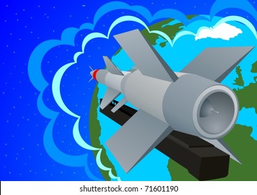 Rocket launcher-Defense Forces against the backdrop of the planet Earth
