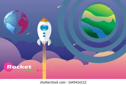 Los cohetes se lanzan en un estilo plano. Ilustración vectorial de diseño de cohetes.