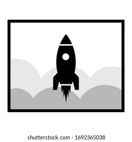 rocket launches logo design vector images on clouds and creatives