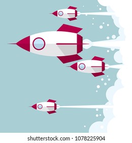 The rocket launches in mid-air.