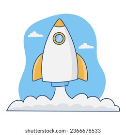 rocket launches on the sky vecto illustration