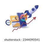 The rocket launches from the smartphone